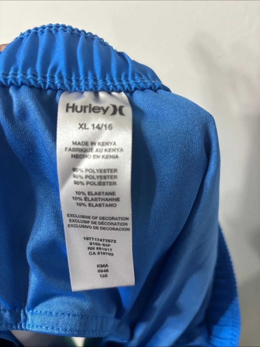 Hurley Swimsuit Swim Trunks Shorts Blue Green Boys Size XL 14/16
